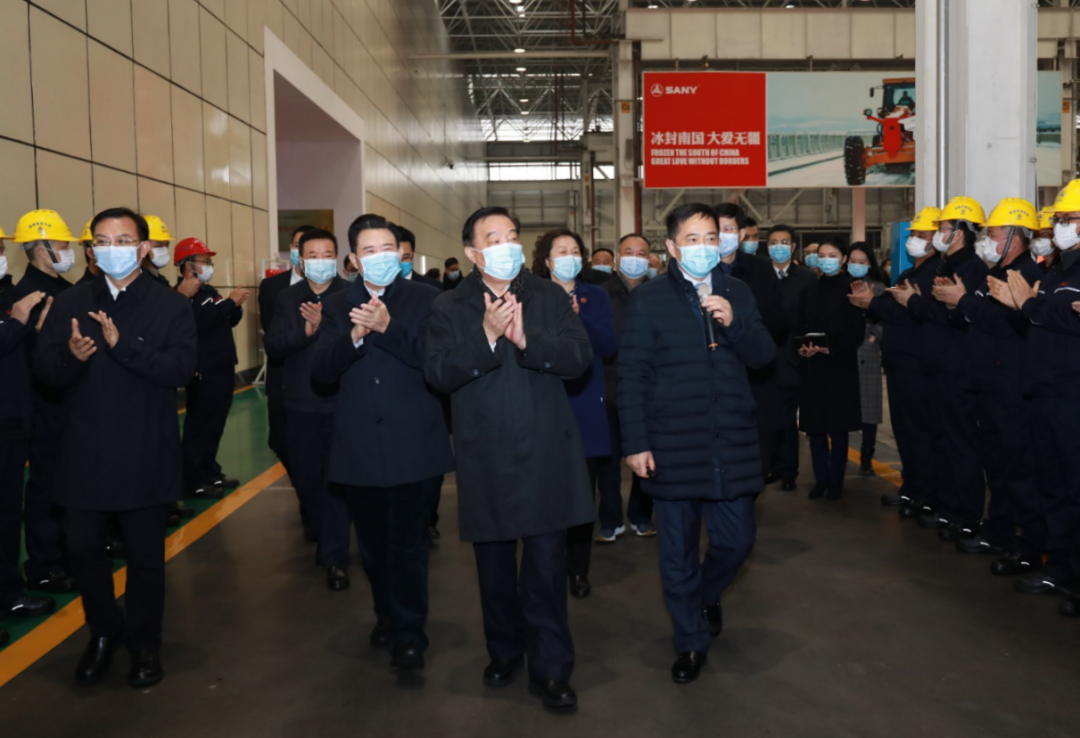 中共中央政治局委员、全国人大常委会副委员长王晨调研三一集团