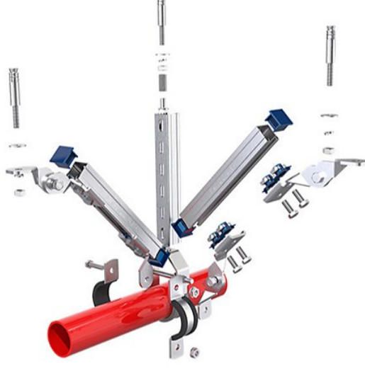 单管抗震支架 建筑抗震支吊架 防震组合件