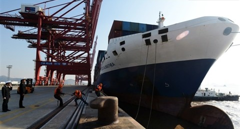 金塘大浦口集装箱码头一片繁忙 二期工程进展顺利