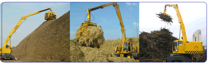 江苏八达重工：“双动力”液压轮胎式叠臂抓斗起重机（抓料机） QLYS10DZ