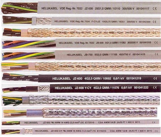 柔性电缆 高柔性控制电缆 HELUKABEL Z500 JB500 OZ500 OB500 F-CY-JZ JB750 JZ600 JZ602 JZ603 PURO-JZ OB750 SY-JZ SY