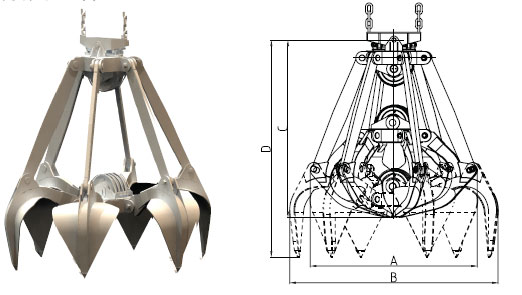 四索多瓣抓斗 5t-40t